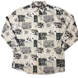 Woods & Water Outfitters Shirt Men L Dogs Lab Retriever Pheasant Hunting Birds